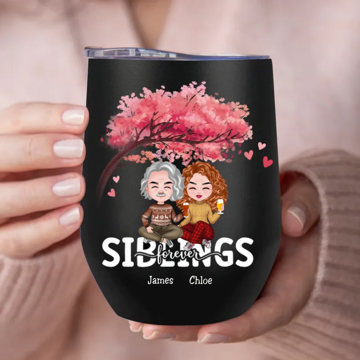 Family - Siblings Forever - Personalized Wine Tumbler - Makezbright Gifts