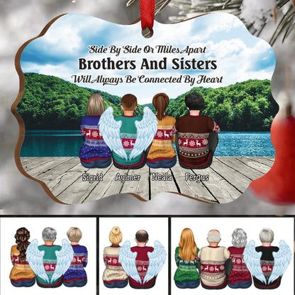 Family - Side By Side Or Miles Apart Brothers And Sisters Will Always Be Connected By Heart - Personalized Acrylic Ornament (Sky) - Makezbright Gifts