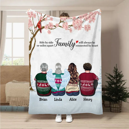 Family - Side By Side Or Miles Apart Family Will Always Be Connected By Heart - Personalized Blanket - Makezbright Gifts