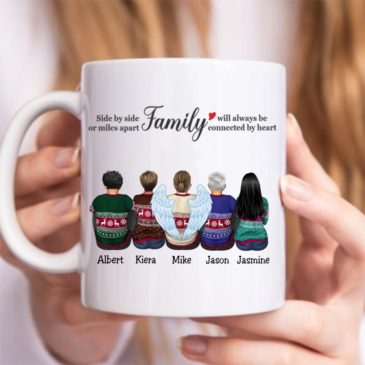 Family - Side By Side Or Miles Apart Family Will Always Be Connected By Heart - Personalized Mug (LH) - Makezbright Gifts