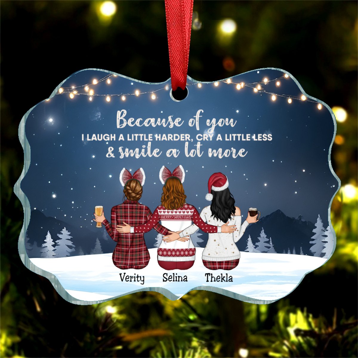 Family - Side By Side Or Miles Apart ... Will Always Be Connected By Heart - Personalized Transparent Ornament V3 - Makezbright Gifts