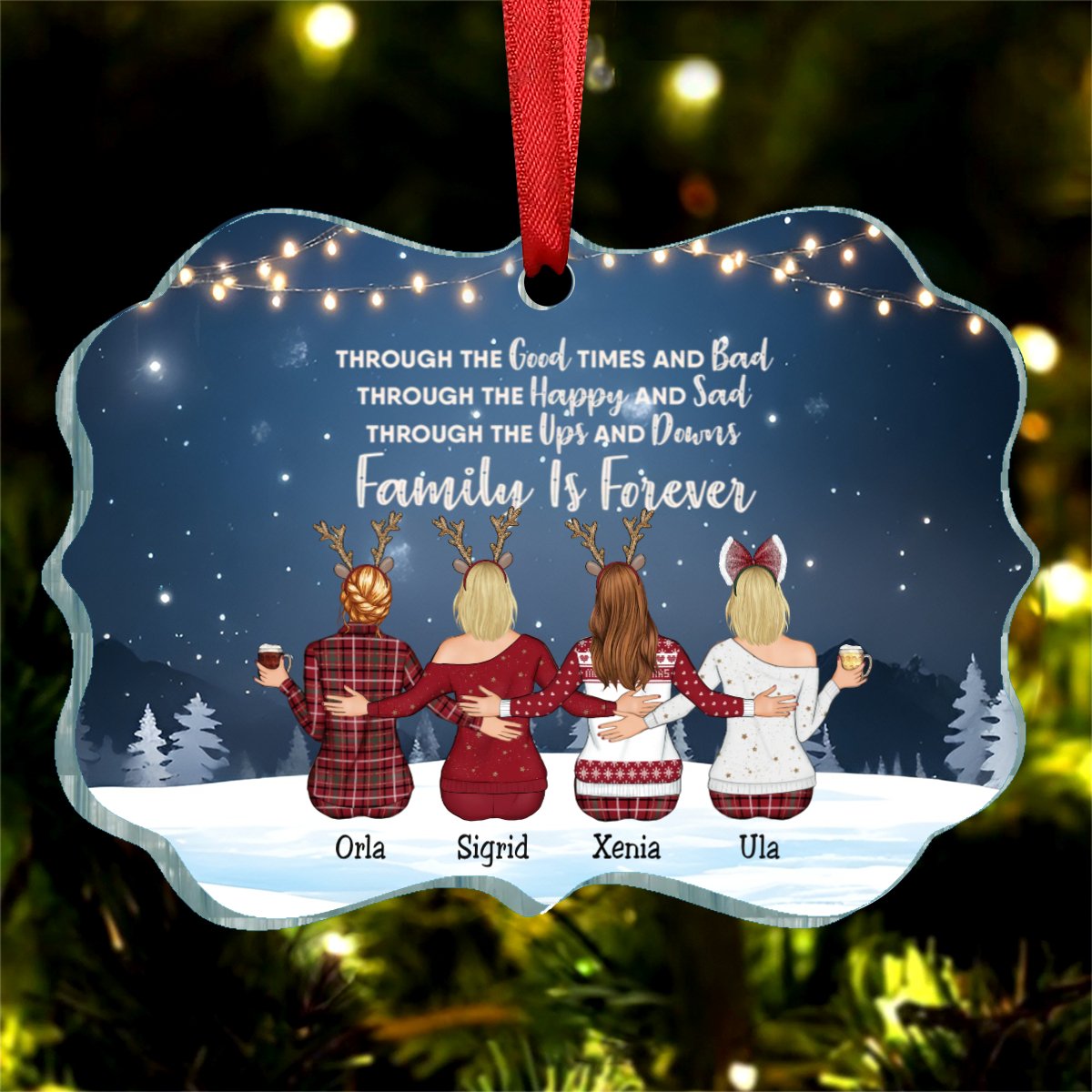 Family - Side By Side Or Miles Apart ... Will Always Be Connected By Heart - Personalized Transparent Ornament V3 - Makezbright Gifts