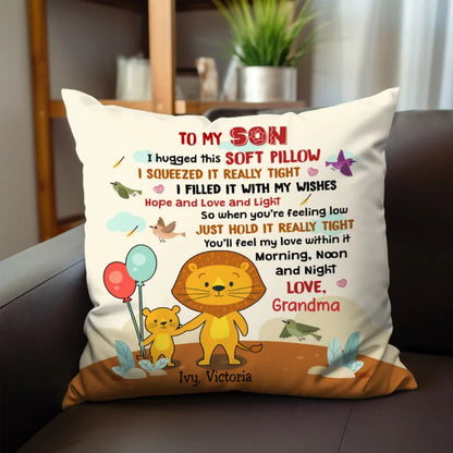 Family - Son Lion Personalized Pillow - Makezbright Gifts