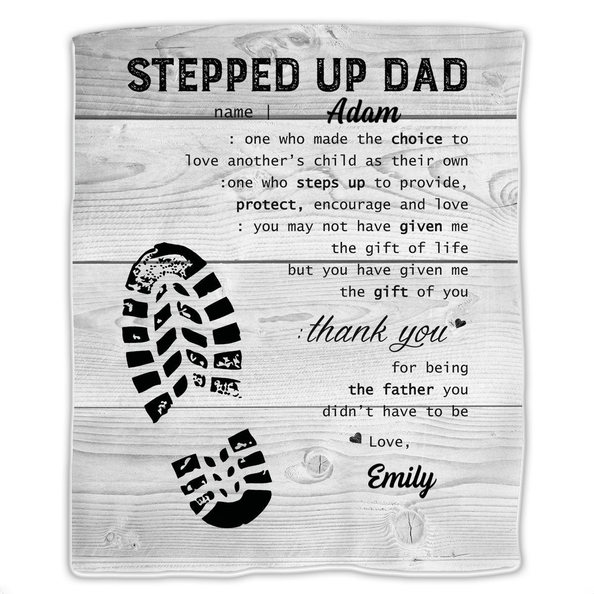 Family - Stepped Up Dad - Personalized Blanket - Makezbright Gifts