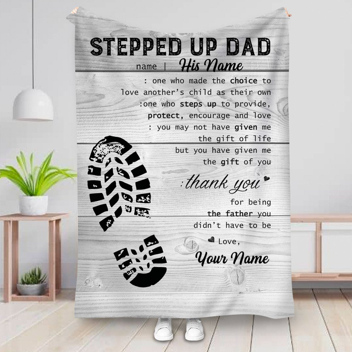 Family - Stepped Up Dad - Personalized Blanket - Makezbright Gifts