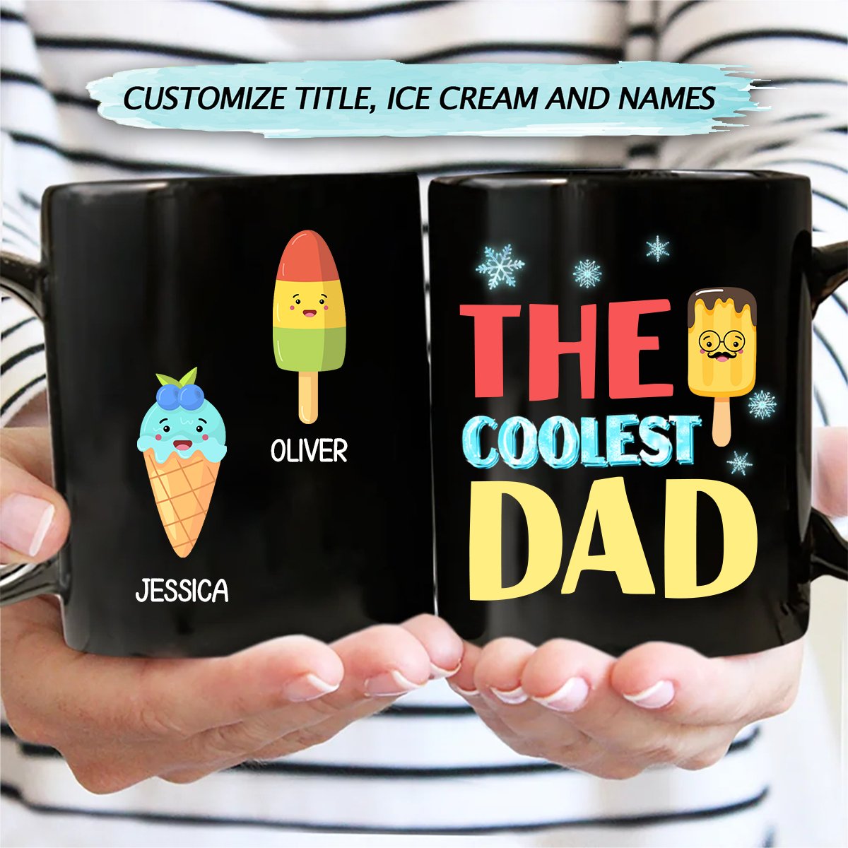 Family - The Coolest Pop Papa - Personalized Black Mug - Makezbright Gifts