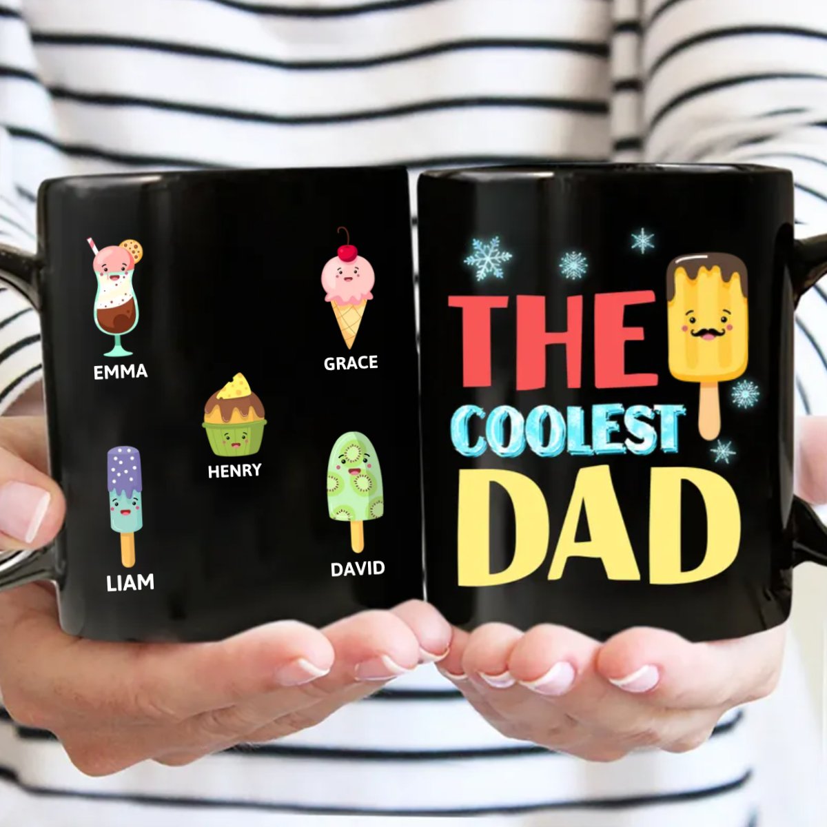 Family - The Coolest Pop Papa - Personalized Black Mug - Makezbright Gifts