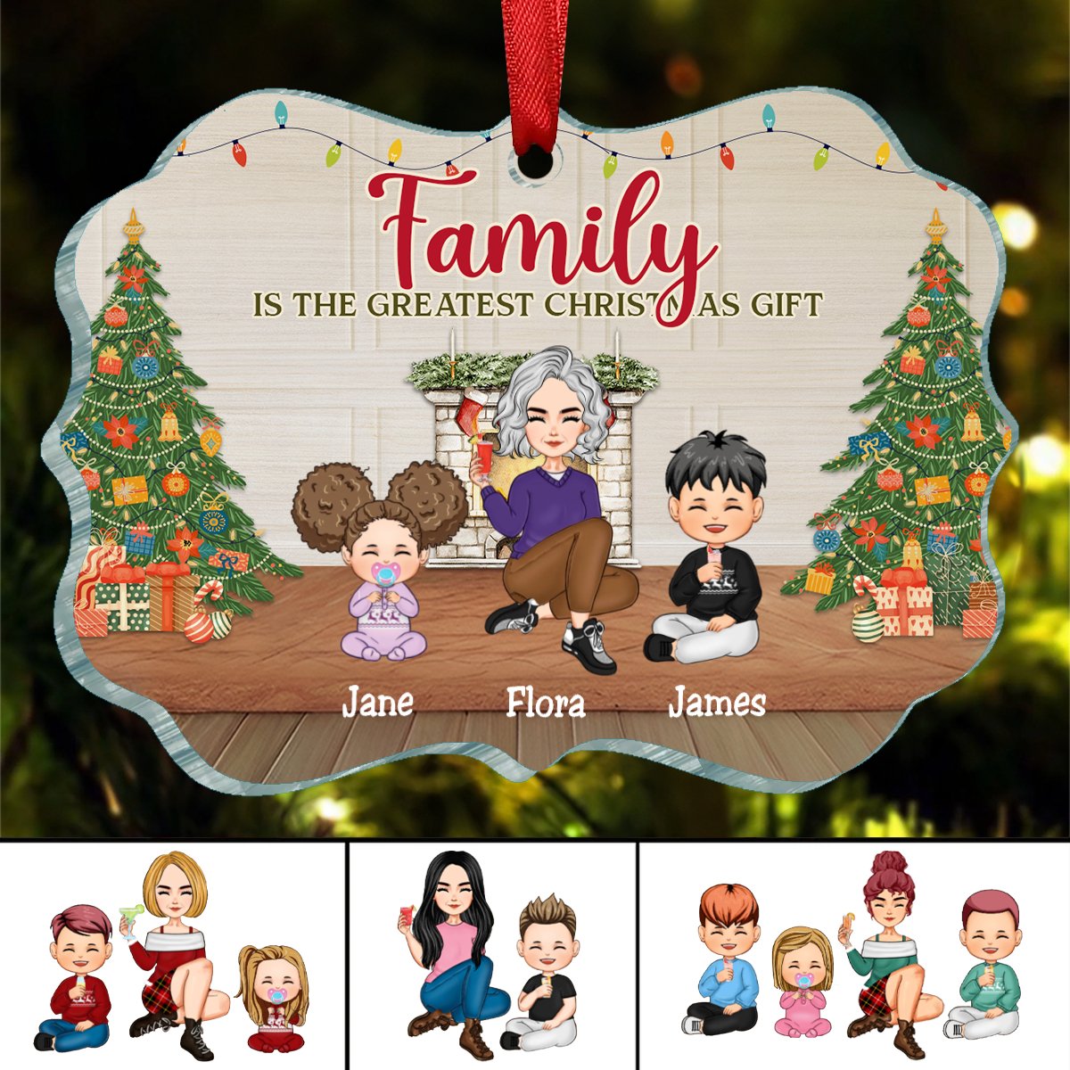 Family - The Greatest Christmas Gift - Personalized Ornament (LH) - Makezbright Gifts