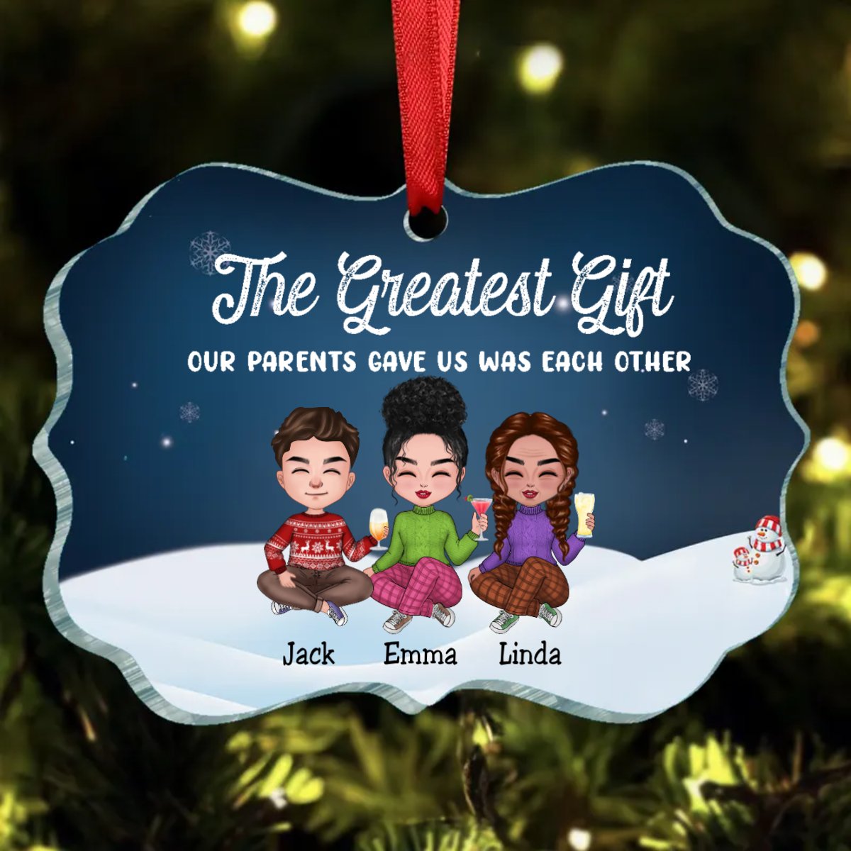 Family - The Greatest Gift Our Parents Gave Us Was Each Other - Personalized Acrylic Ornament - Makezbright Gifts