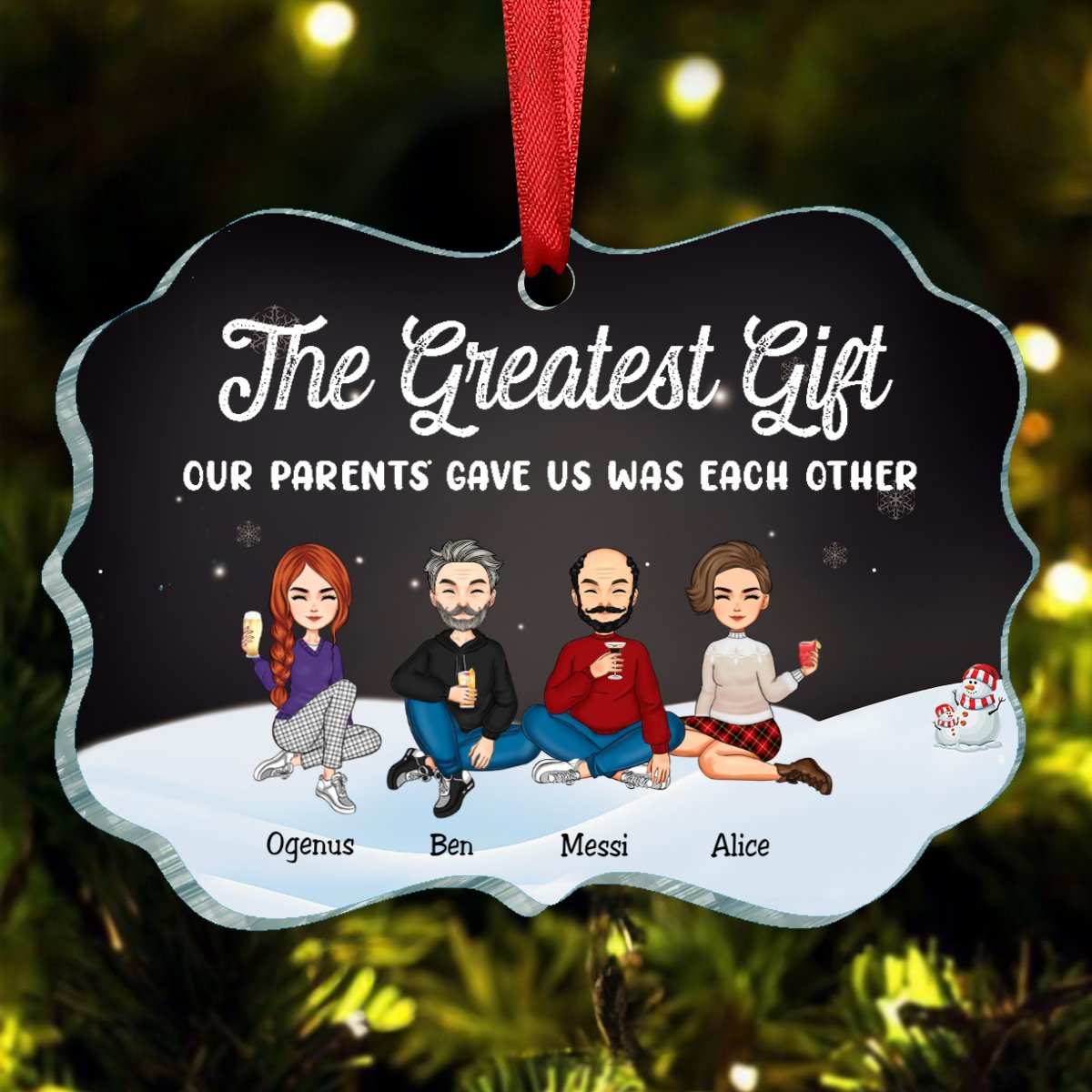 Family - The Greatest Gift Our Parents Gave Us Was Each Other - Personalized Acrylic Ornament (Ver 3) - Makezbright Gifts