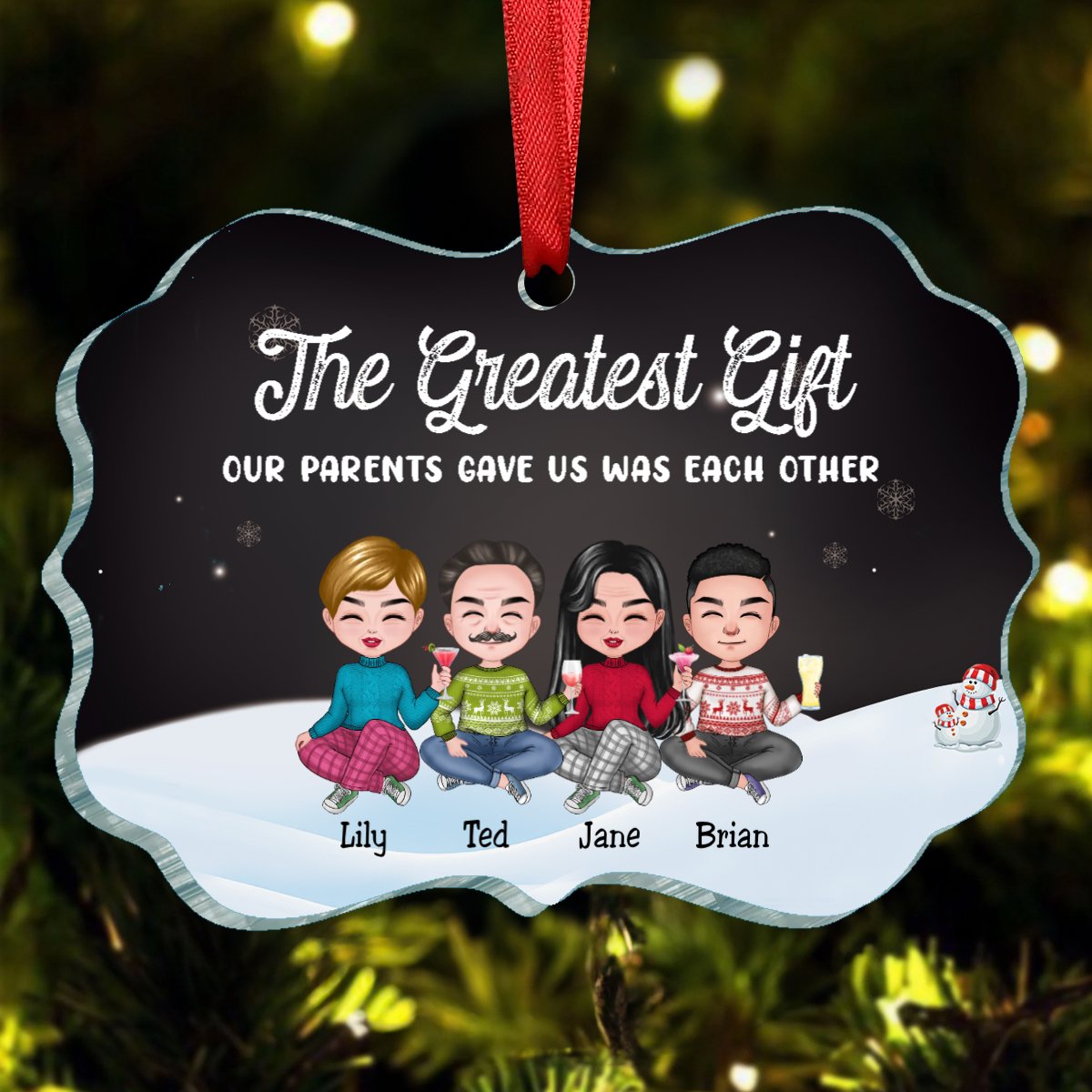 Family - The Greatest Gift Our Parents Gave Us Was Each Other - Personalized Christmas Ornament (II) - Makezbright Gifts