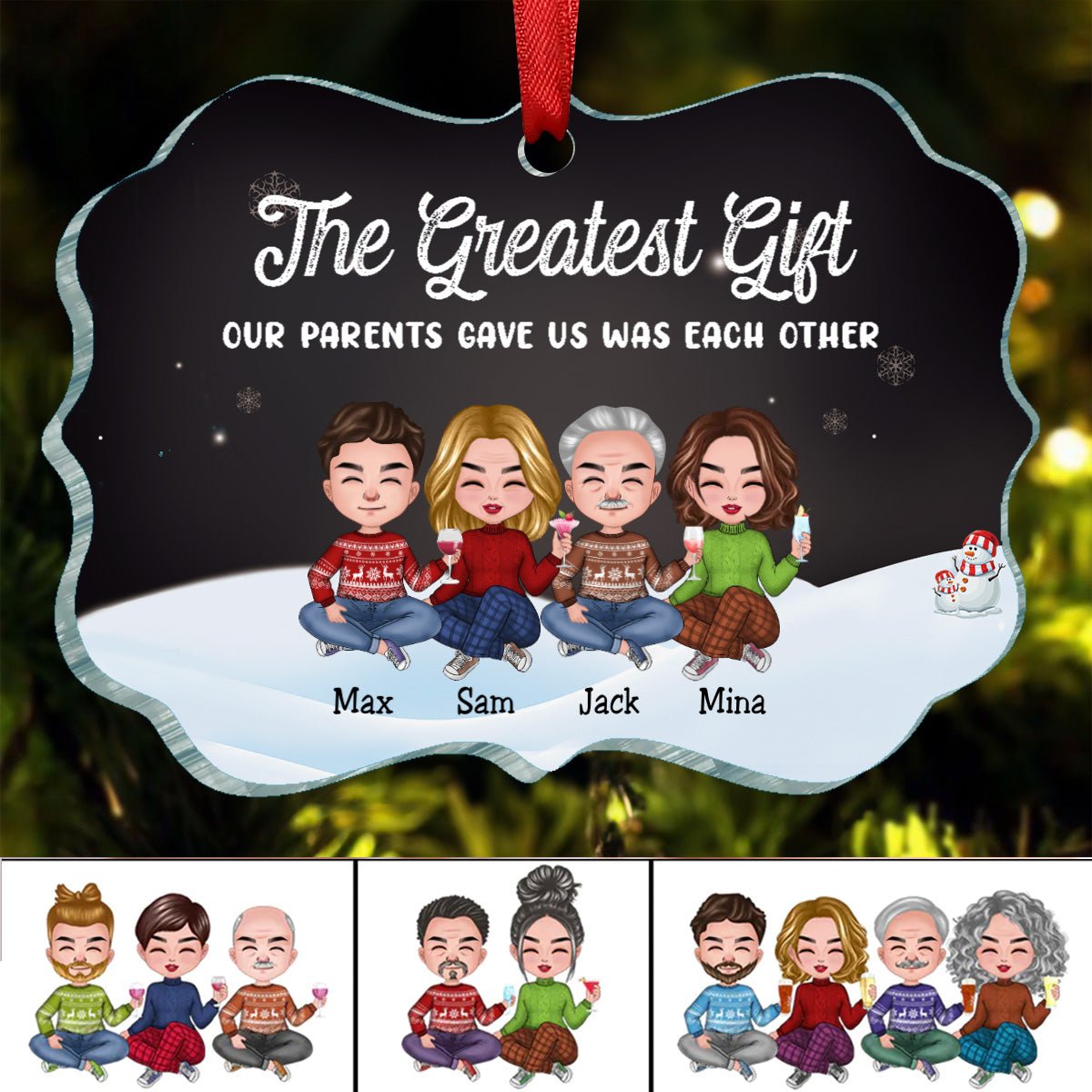 Family - The Greatest Gift Our Parents Gave Us Was Each Other - Personalized Christmas Ornament (II) - Makezbright Gifts