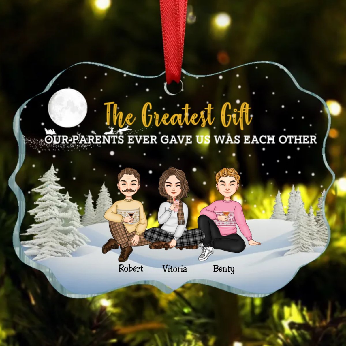 Family - The Greatest Gift Our Parents Gave Us Was Each Other - Personalized Transparent Ornament (TB) - Makezbright Gifts