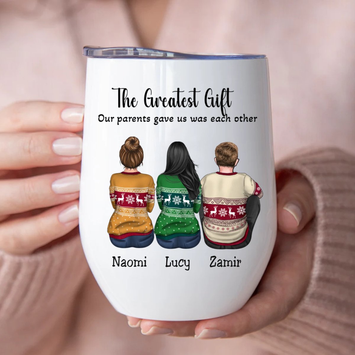 Family - The Greatest Gift Our Parents Gave Us Was Each Other - Personalized Wine Tumbler - Makezbright Gifts