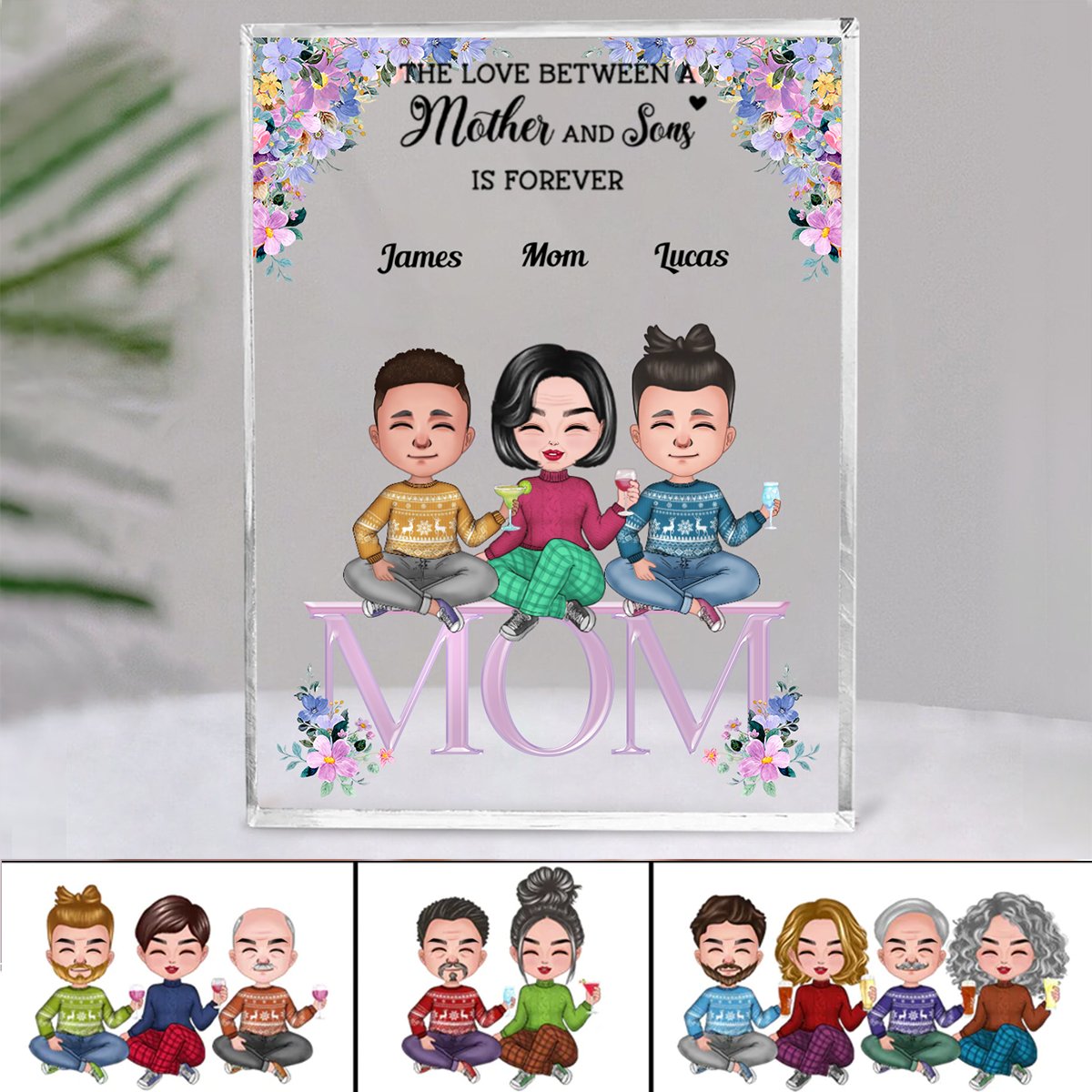 Family - The Love Between A Mother And Sons Is Forever - Personalized Acrylic Plaque (NM) - Makezbright Gifts