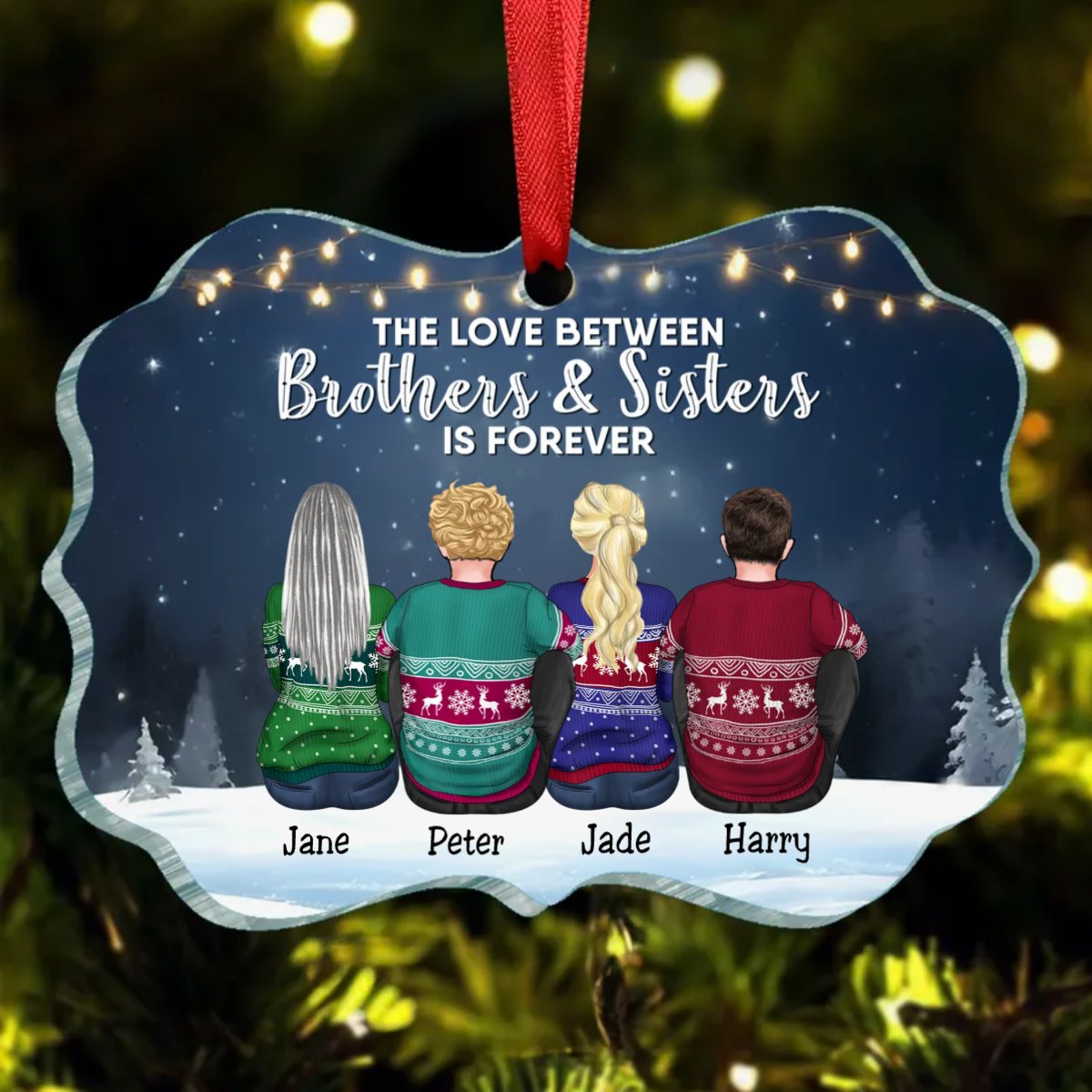 Family - The Love Between Brothers And Sisters Is Forever - Personalized Acrylic Ornament - Makezbright Gifts