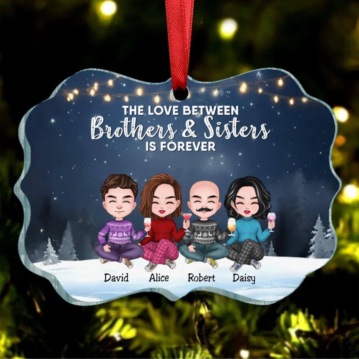 Family - The Love Between Brothers And Sisters Is Forever - Personalized Ornament - Makezbright Gifts