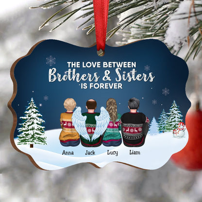 Family - The Love Between Brothers & Sisters Is Forever - Personalized Acrylic Christmas Ornament - Makezbright Gifts