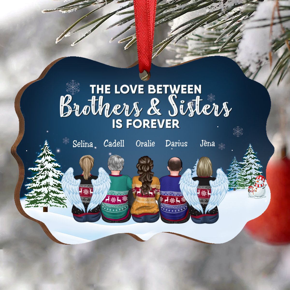 Family - The Love Between Brothers & Sisters Is Forever - Personalized Christmas Ornament - Makezbright Gifts