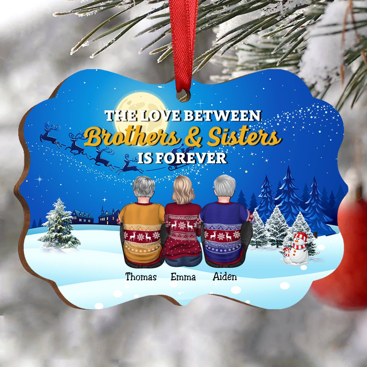 Family - The Love Between Brothers & Sisters Is Forever - Personalized Christmas Ornament - Makezbright Gifts