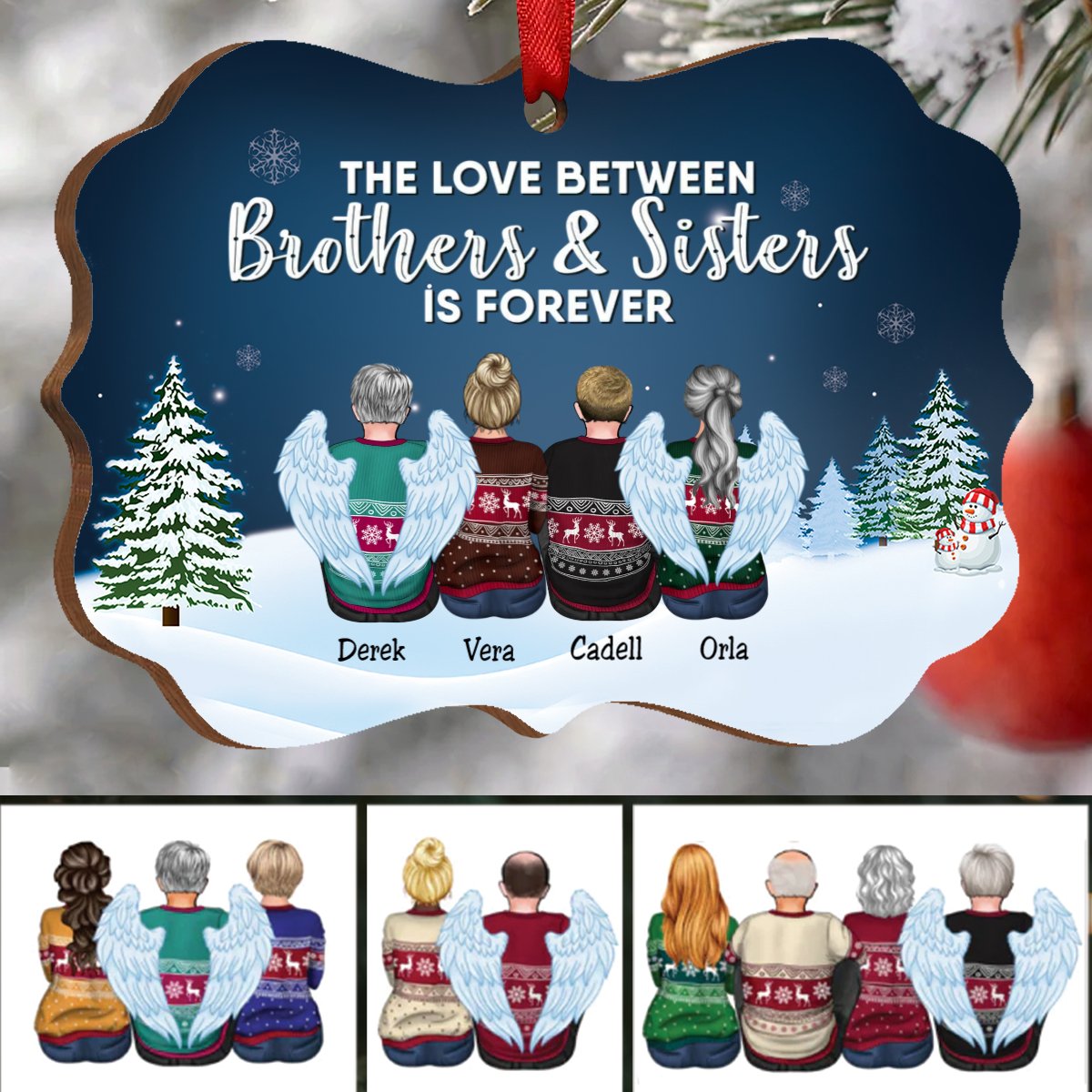 Family - The Love Between Brothers & Sisters Is Forever - Personalized Christmas Ornament - Makezbright Gifts