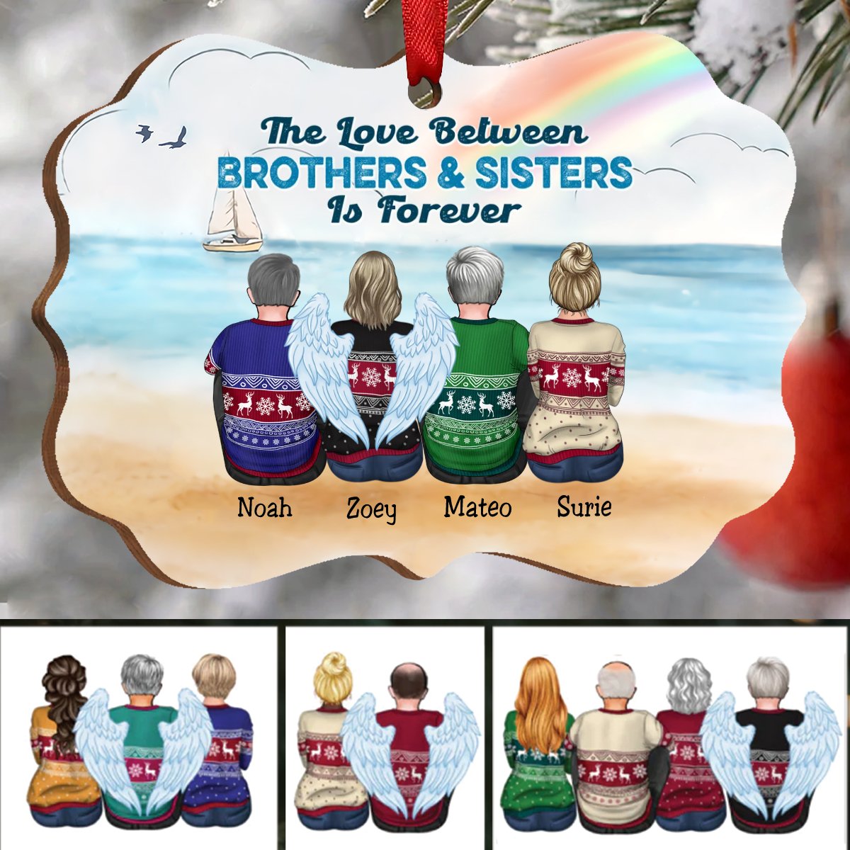 Family - The Love Between Brothers & Sisters Is Forever - Personalized Christmas Ornament - Makezbright Gifts