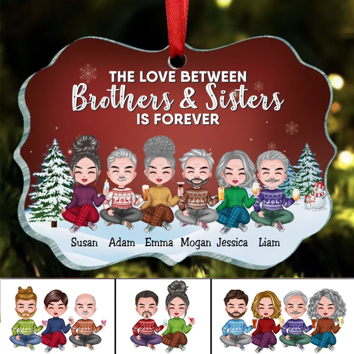 Family - The Love Between Brothers & Sisters Is Forever - Personalized Christmas Ornament (TT) - Makezbright Gifts