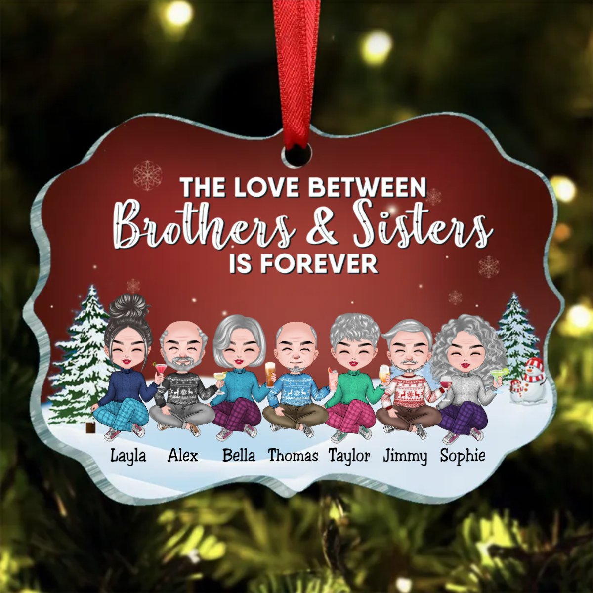 Family - The Love Between Brothers & Sisters Is Forever - Personalized Christmas Ornament (TT) - Makezbright Gifts