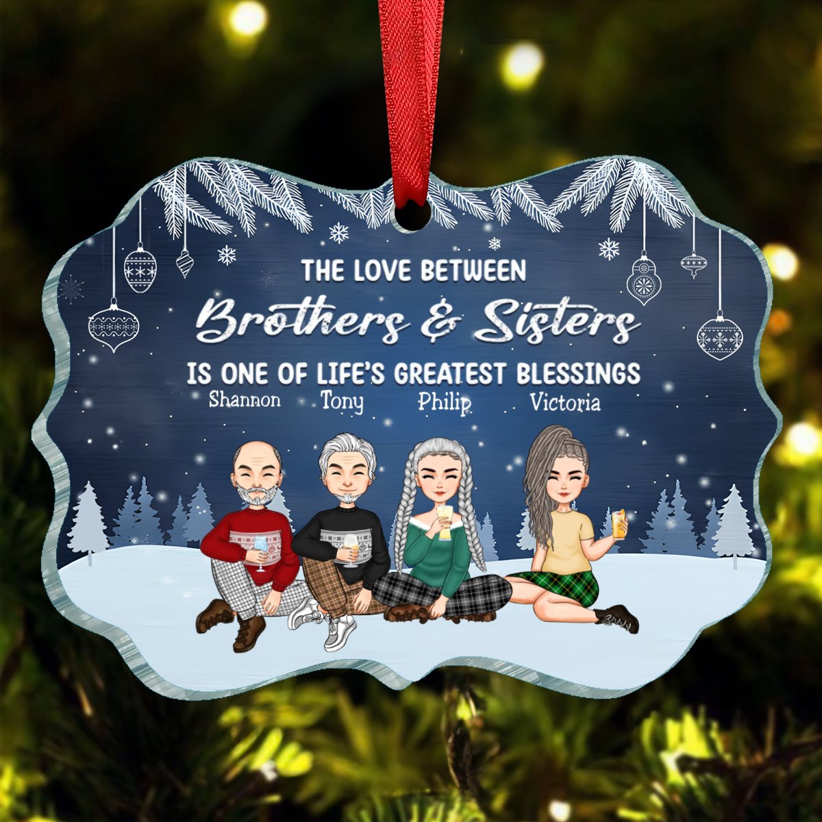 Family - The Love Between Brothers & Sisters Is One Of Life's Greatest Blessings - Personalized Ornament (TT) - Makezbright Gifts