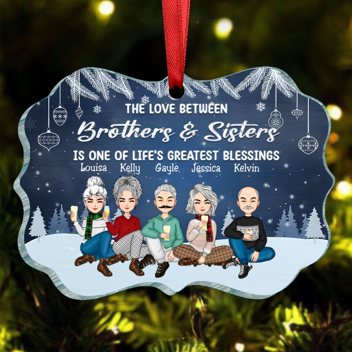 Family - The Love Between Brothers & Sisters Is One Of Life's Greatest Blessings - Personalized Ornament (TT) - Makezbright Gifts