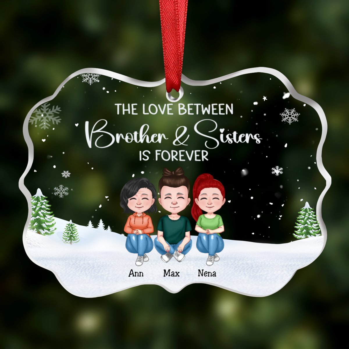 Family - The Love Between ... Is Forever - Personalized Transparent Ornament (Ver. 2) - Makezbright Gifts