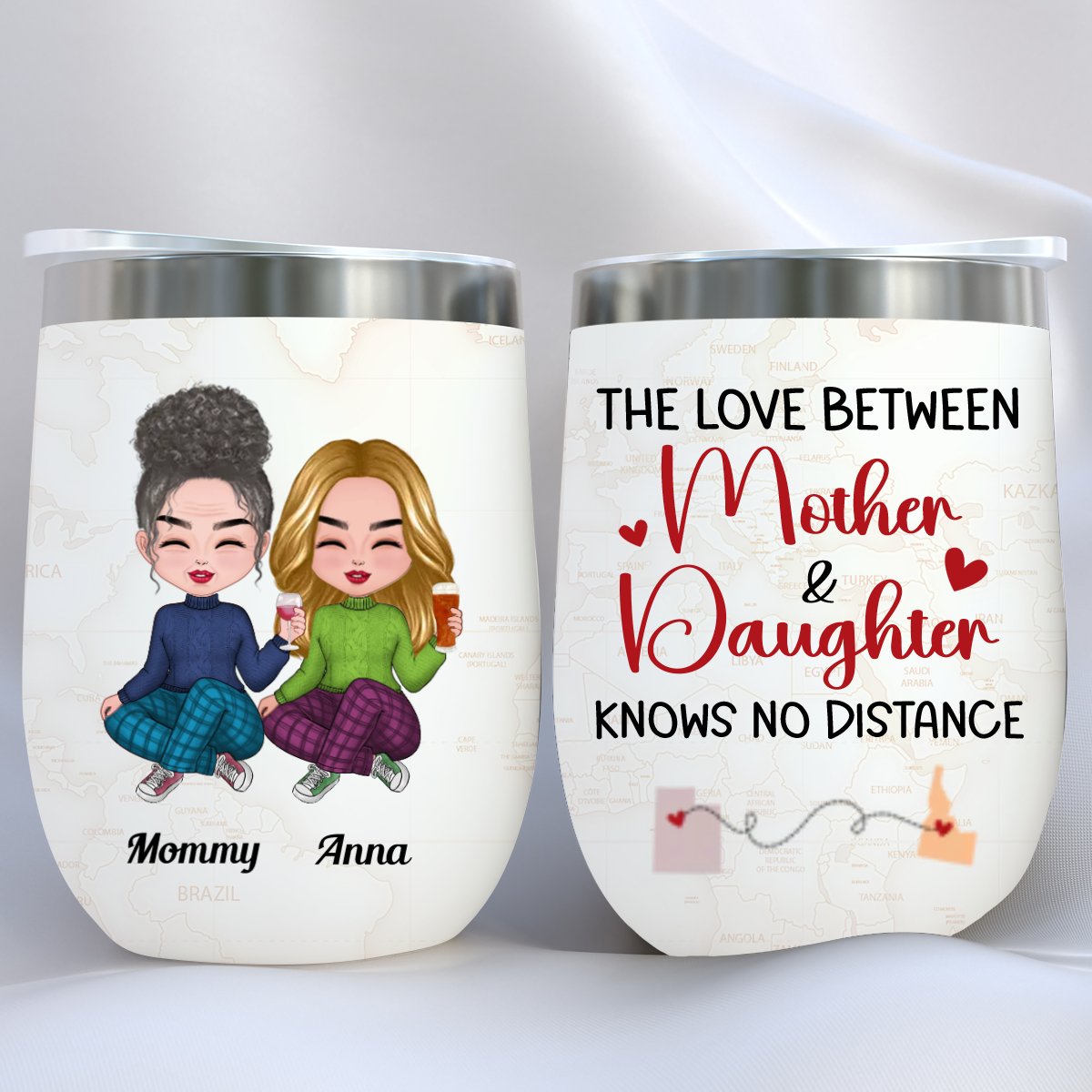 Family - The Love Between Mother And Daughters Knows No Distance - Personalized Wine Tumbler - Makezbright Gifts