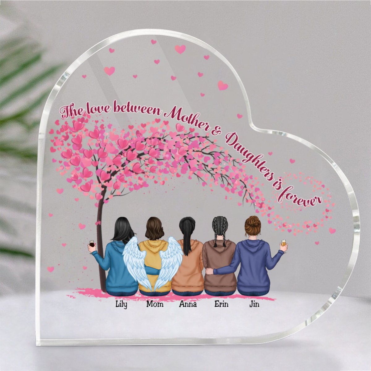 Family - The Love Between Mother & Daughters Is Forever - Personalized Acrylic Plaque (LH) - Makezbright Gifts