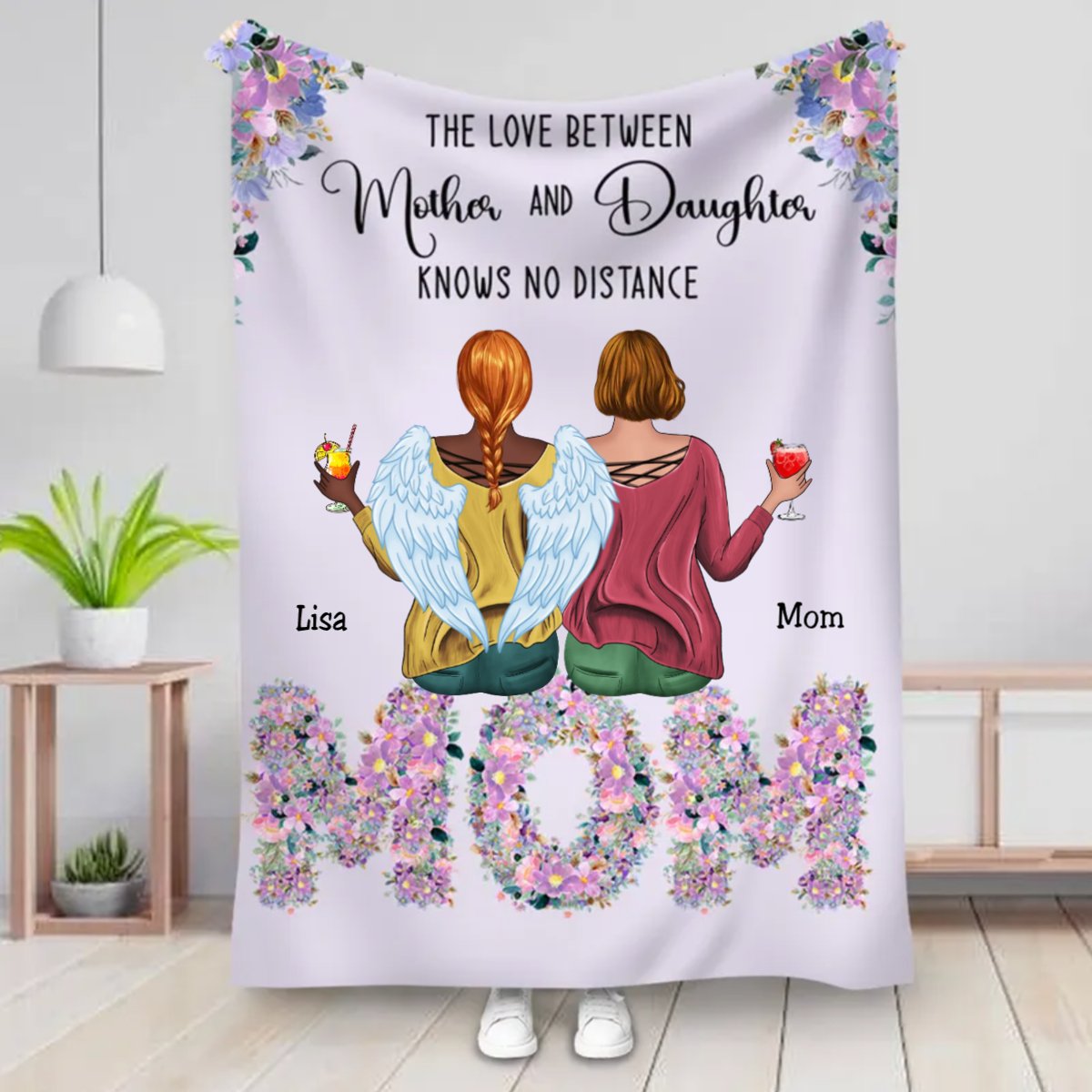 Family - The Love Between Mother & Daughters Knows No Distance - Personalized Blanket (Ver. 2) - Makezbright Gifts