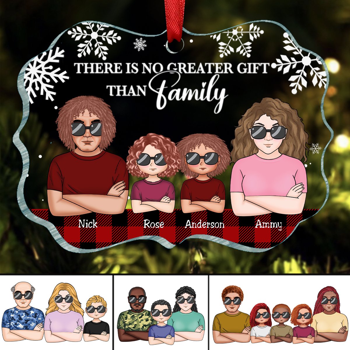 Family - There Is No Greater Gift Than Family Husband Wife Family - Personalized Ornament - Makezbright Gifts