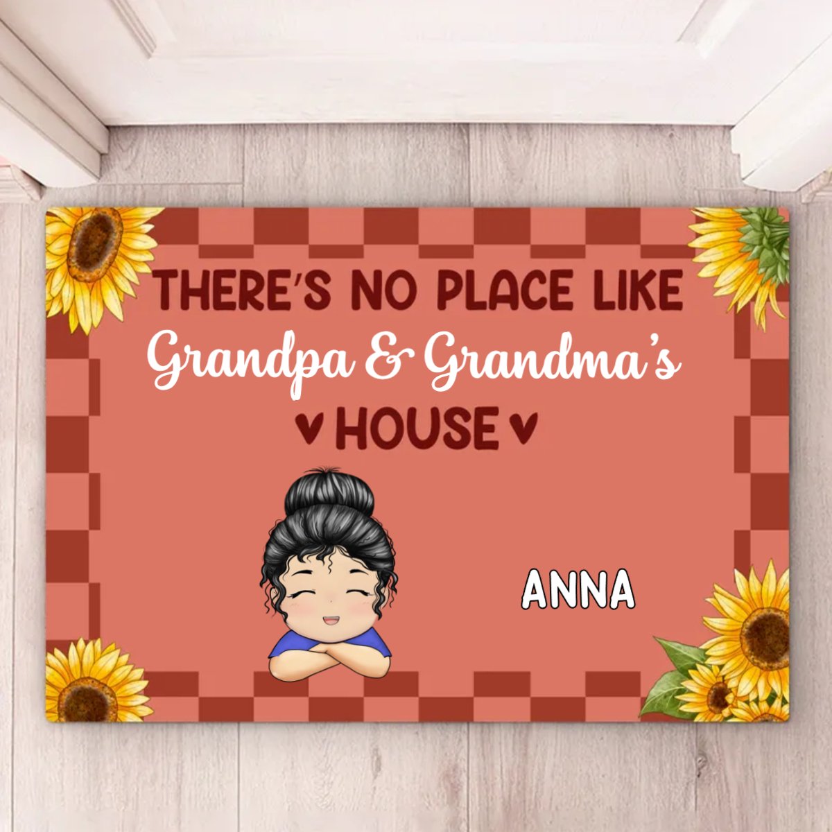 Family - There's No Place Like Grandma & Grandpa's House - Personalized Doormat - Makezbright Gifts