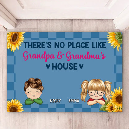 Family - There's No Place Like Grandma & Grandpa's House - Personalized Doormat - Makezbright Gifts