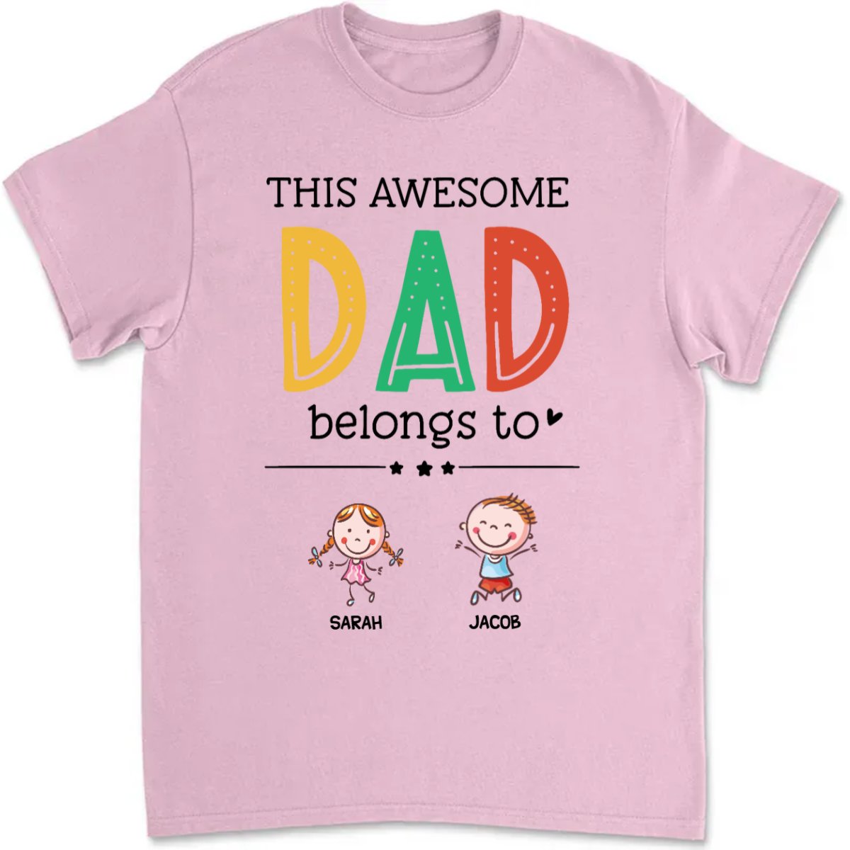 Family - This Awesome Dad Belongs To - Personalized T - Shirt - Makezbright Gifts