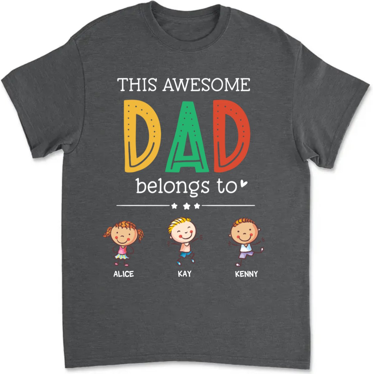 Family - This Awesome Dad Belongs To - Personalized T - Shirt - Makezbright Gifts