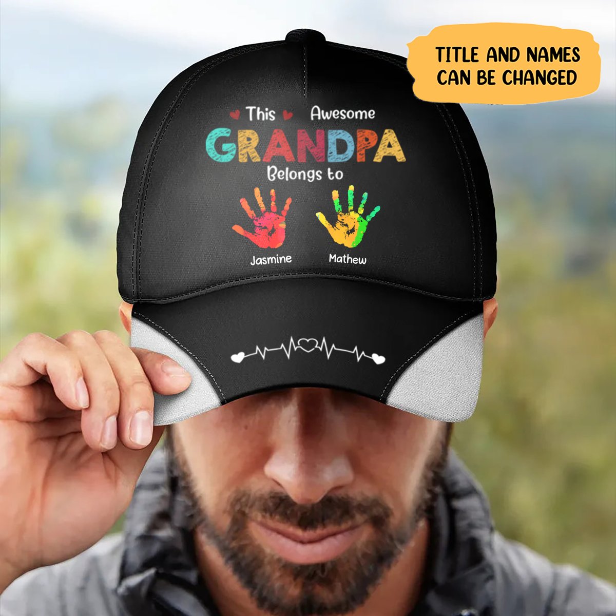 Family - This Awesome Grandpa Dad Belongs To - Personalized Classic Cap - Makezbright Gifts