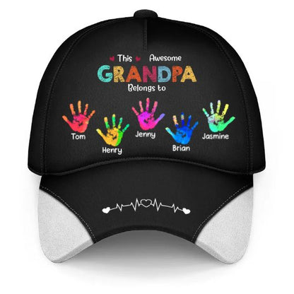 Family - This Awesome Grandpa Dad Belongs To - Personalized Classic Cap - Makezbright Gifts