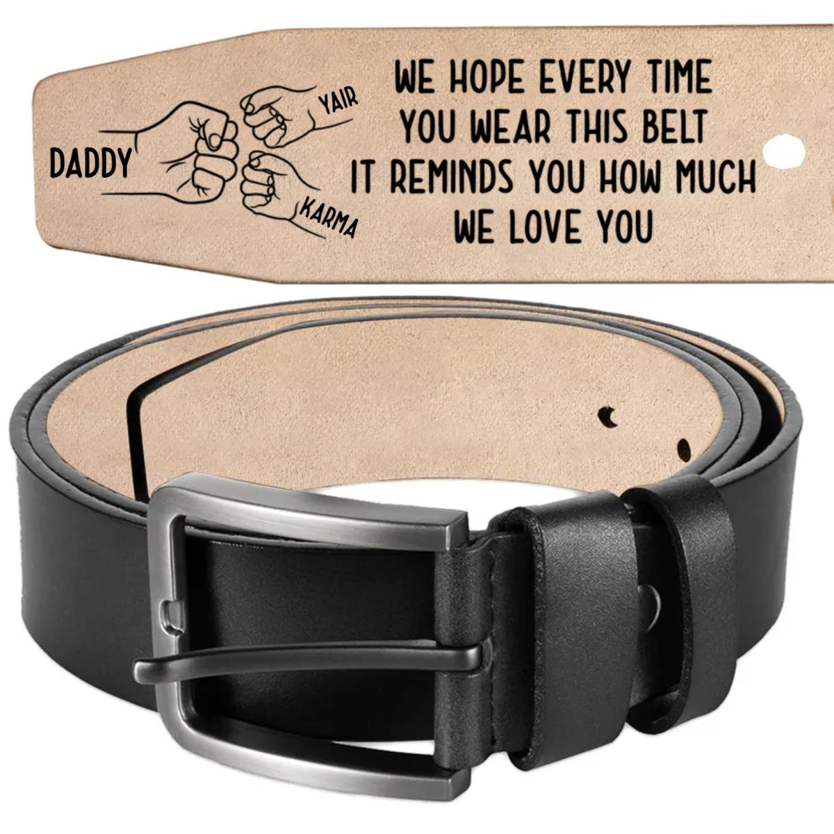 Family - This Belt Reminds You How Much We Love You - Personalized Engraved Leather Belt - Makezbright Gifts