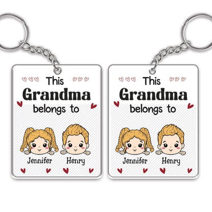 Family - This Grandma Belongs To - Personalized Acrylic Keychain (VT) - Makezbright Gifts