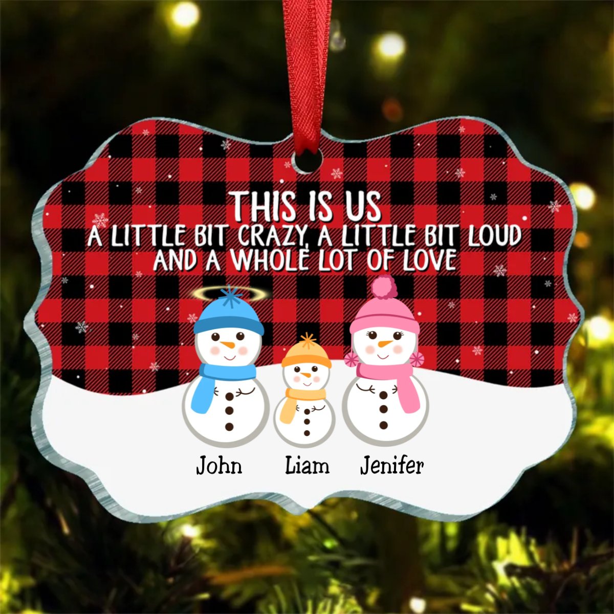 Family - This Is Us A Whole Lot Of Love Snowman Family - Personalized Ornament - Makezbright Gifts