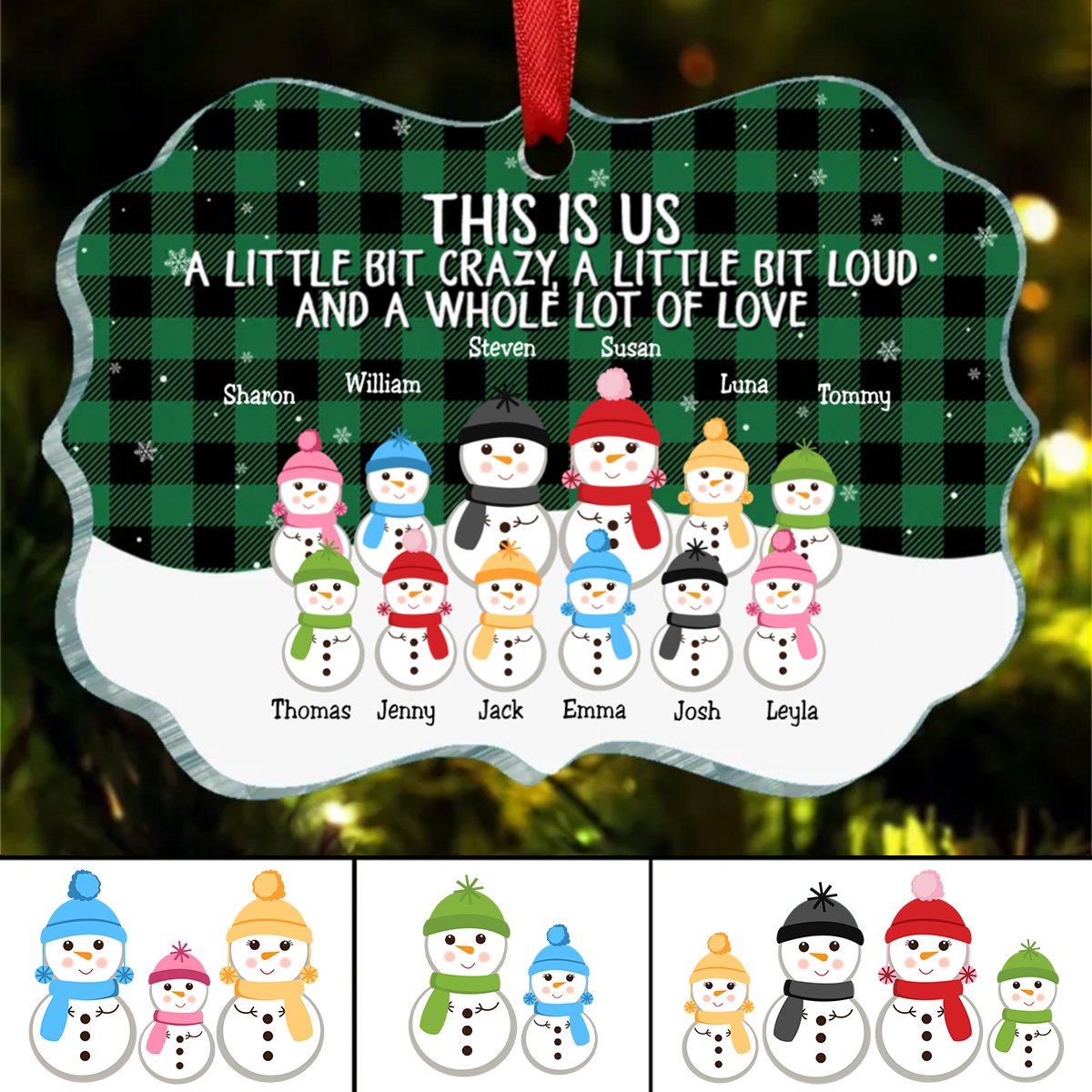 Family - This Is Us A Whole Lot Of Love Snowman Family - Personalized Ornament - Makezbright Gifts