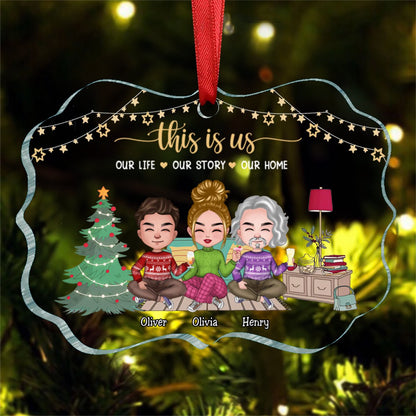 Family - This Is Us Our Life Our Story Our Home - Personalized Ornament - Makezbright Gifts