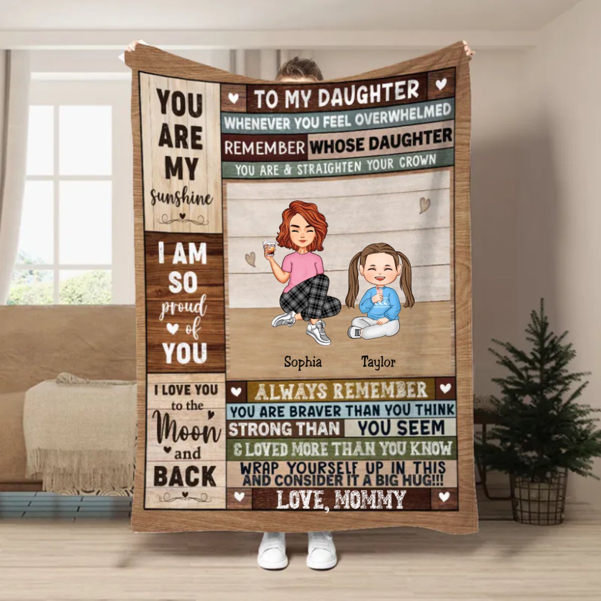 Family - To My Daughter Whenever You Feel Overwhelmed Remember Whose Daughter You Are & Straighten Your Crown - Personalized Blanket (LH) - Makezbright Gifts