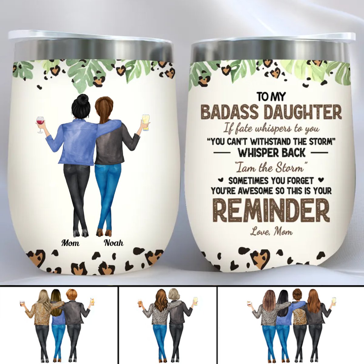 Family - To My Daughter Whisper Back I Am The Storm - Personalized Wine Tumbler (HJ) - Makezbright Gifts