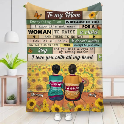 Family - To My Mom, Everything We Are Is Because Of You - Personalized Blanket - Makezbright Gifts