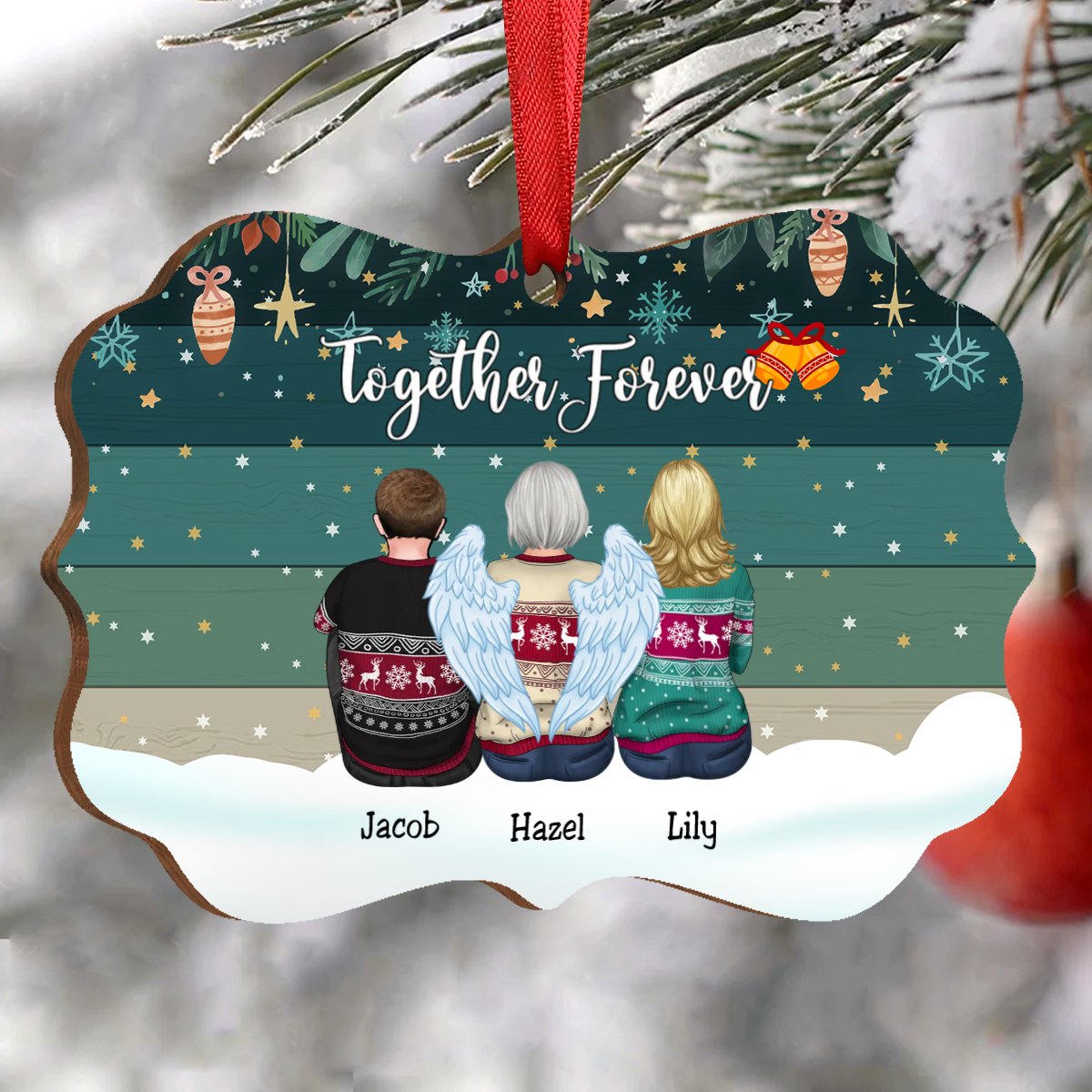 Family - Together Forever - Personalized Acrylic Ornament (Green) - Makezbright Gifts